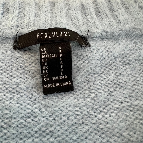 Cropped Fuzzy Light Blue Cardigan Sweater - Picture 5 of 5